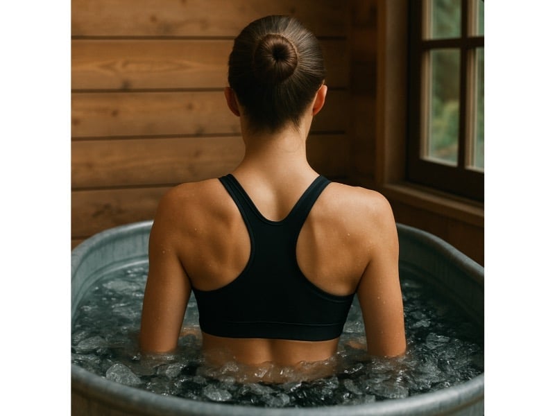 Rhonda Patrick enjoying a cold bath