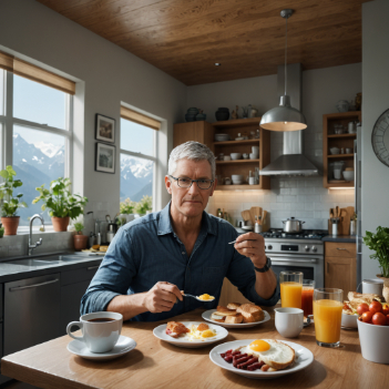 Tim Cook eating breakfast