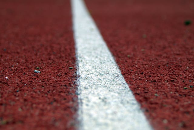 Closeup of the track for Ashton Hall's morning run