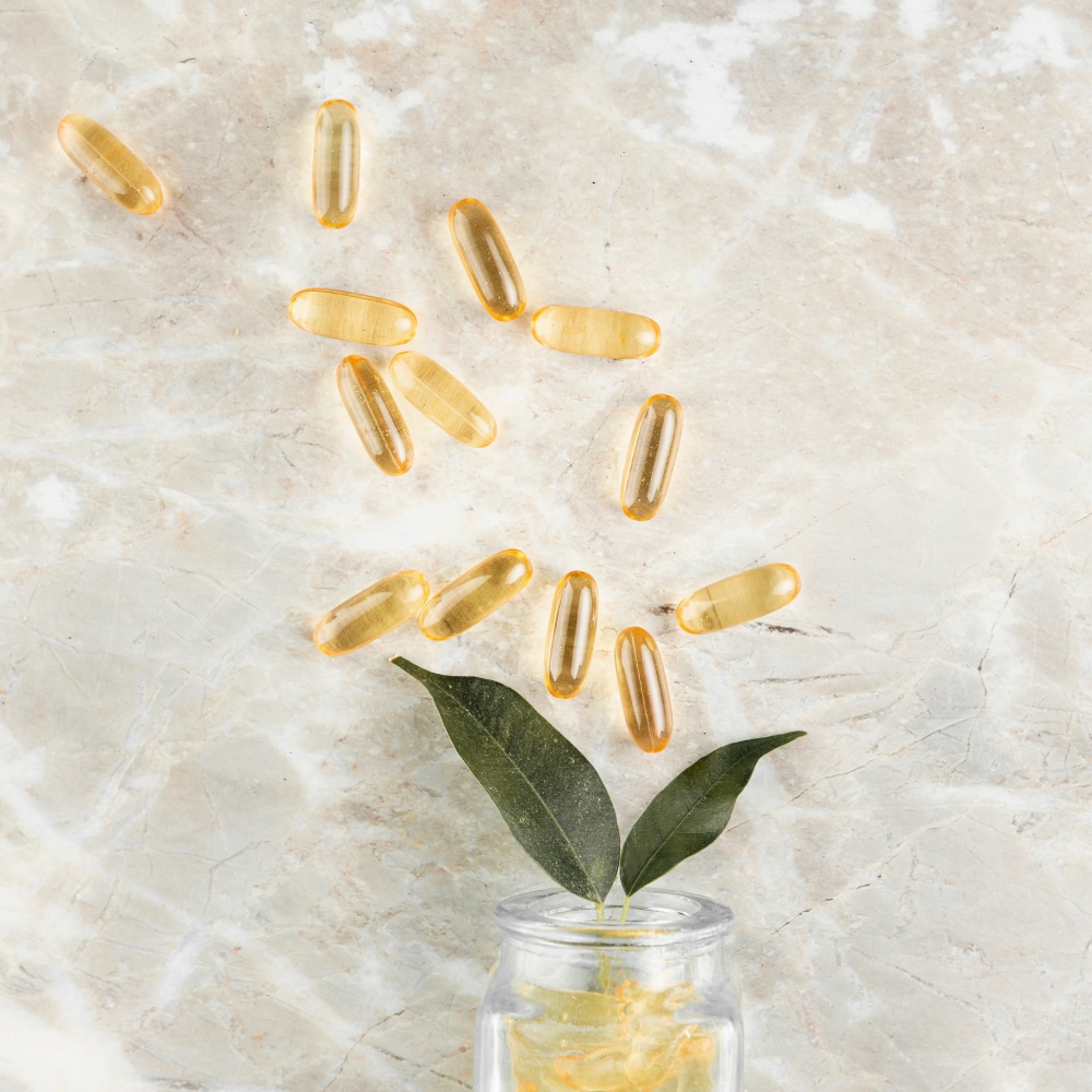 Closeup of Jillian Michaels' omega-3 supplements