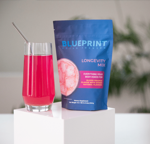 Closeup of Bryan Johnson's longevity mix and his morning supplement drink