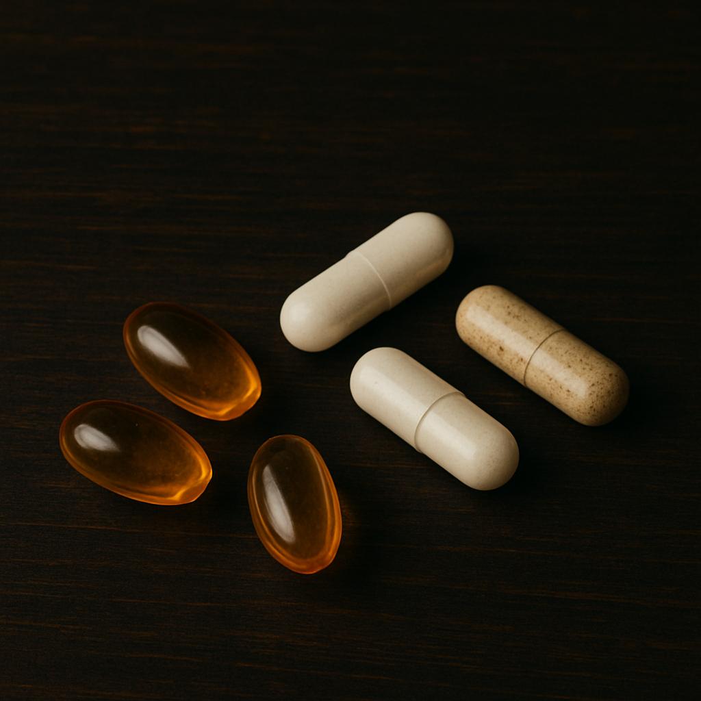 Closeup of hair care supplements