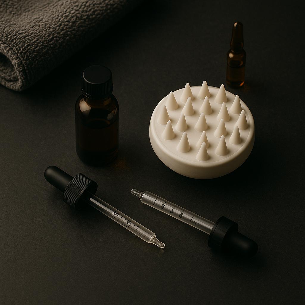 Closeup of hair care products