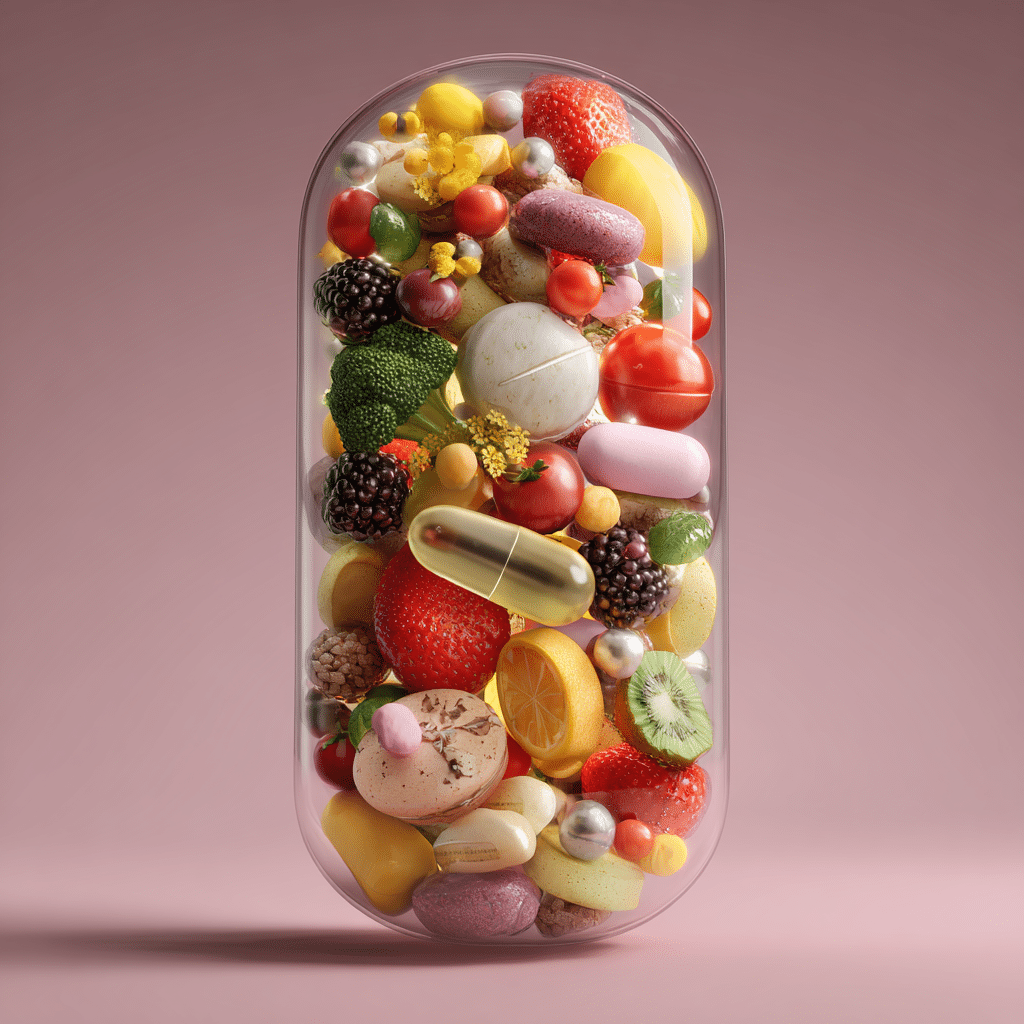 Closeup of multivitamin pills
