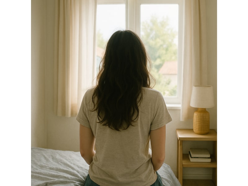 Hannah Valeris waking up to start her daily routine